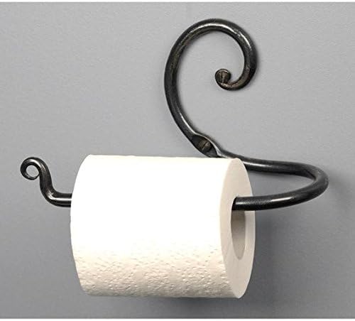 GoCraft Handmade Bathroom Lavatory Toilet Paper Holder, Wall Mount Wrought Iron Forged Metal Dispenser