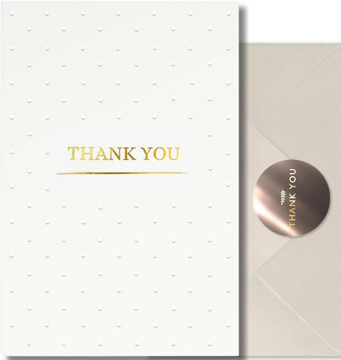RUN2PRINT Luxury Thank You Cards with Envelopes & Gold Foil Stickers -