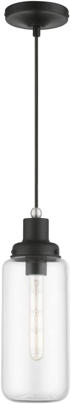 Livex Lighting, 40614-04, Oakhurst, Mini Pendant, Black with Brushed Nickel Accent