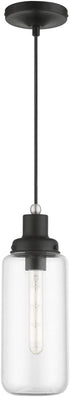 Livex Lighting, 40614-04, Oakhurst, Mini Pendant, Black with Brushed Nickel Accent