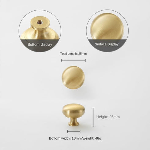 SANCHAKOU 2Pcs Cabinet Knobs Pulls Brass Cabinet Wine Cabinet Drawer Handle Bedside Table Wardrobe Door Handle Round