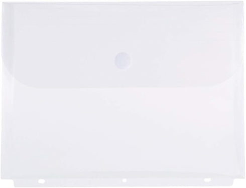 Filexec Poly Envelope, Letter Size, Side-Load, Clear (Pack of 12), 3-Hole Punched with Hook & Loop Fastener