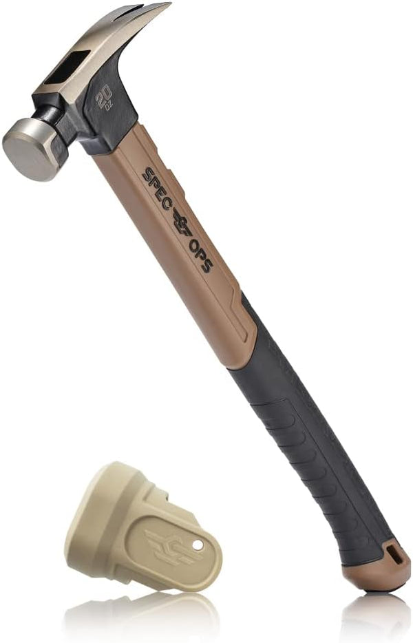 Spec Ops Tools 20 oz Fiberglass Hammer, 16 Inch, Soft Mallet Cap,