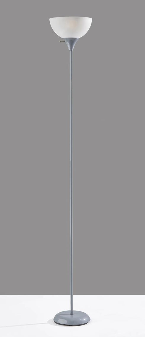 Generic 71 Inch, 3-Way 150W, Floor Lamp, Silver Finish, Plastic, White Shade, Switch, for Living Room, Bedroom, or Home