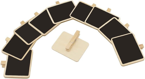 Set 12 of Mini Rectangular Chalkboard Signs with Wooden Clips