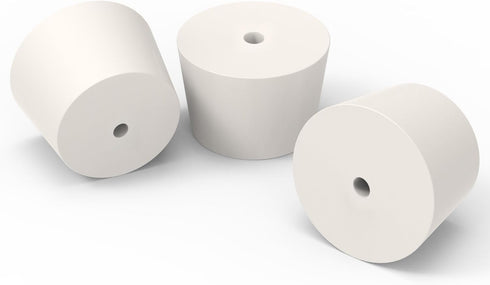 Solid Rubber Stoppers with Single Hole, Size 9#, Set of 5 Precision Tapered Lab Seal Stoppers