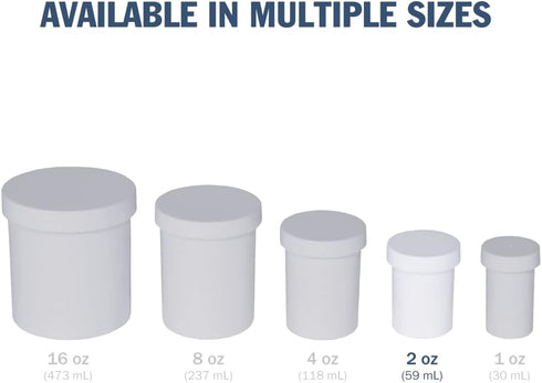 EZY DOSE Ointment Jar and Container - Leak-Proof for Creams and Balms, Durable Design, 2 oz Capacity, White (Pack of 12)