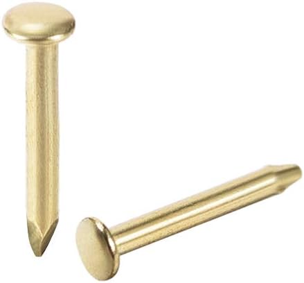uxcell Tiny Iron Hardware Nails 1.2X8mm(DxL) for DIY Wooden Boxes, Gold Tone, 200pcs