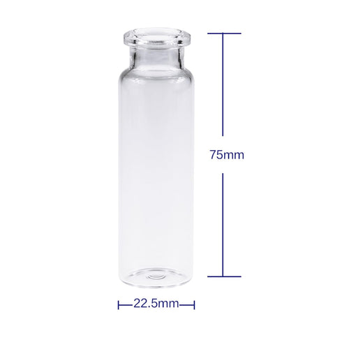 ALWSCI Borosilicate Glass Clear Flat Bottom Vial - 20 ml Capacity, Beveled Finish (Case of 100)