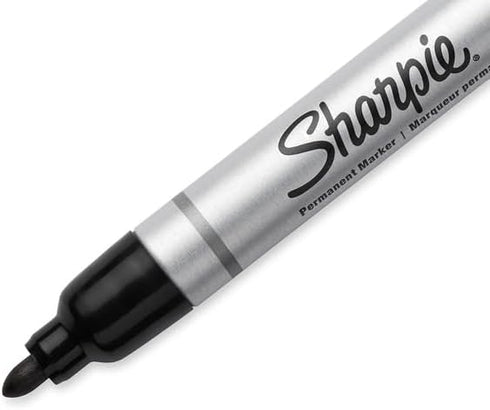 Sharpie Metal Barrel Permanent Markers, Bullet Tip, Black, 12 Count