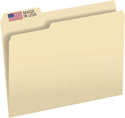 The File King 1/3 Cut File Folders - 100 Pack, Manilla, 8.5 x 11, Assorted 3 Tab Colors, Heavy Duty Office Supplies