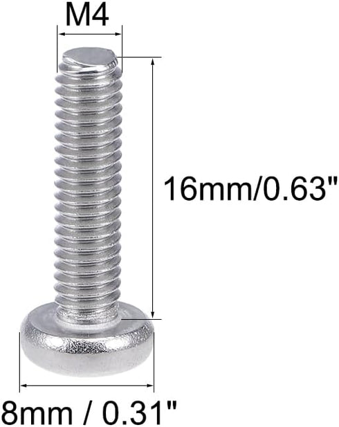 uxcell M4x16mm Machine Screws Pan Phillips Cross Head Screw 304 Stainless Steel Fasteners 30Pcs