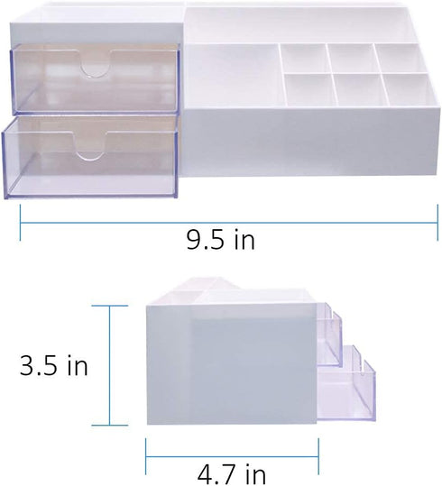 Granvela Desk Organizer with Drawers for Home and Office, Divided Makeup Storage Box