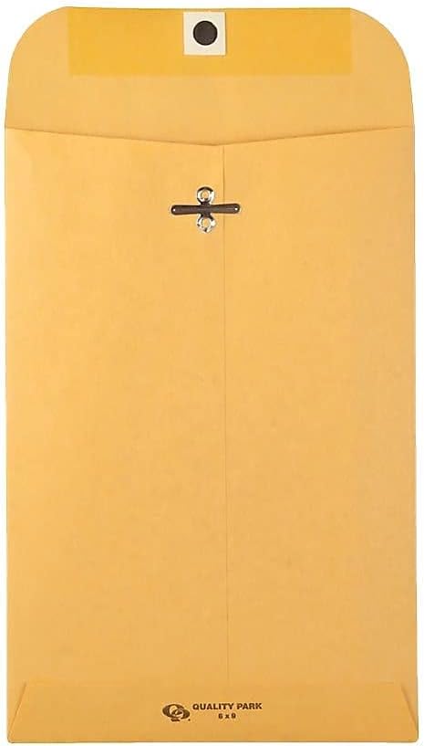 Quality Park Gummed Kraft Clasp Envelopes - Clasp - #55-6" Width x 9" Length - 28 lb - Gummed - Kraft - 100 / Box - Kraft