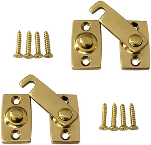 QCAA Solid Brass Shutter Bar/Door Latch, 7/8" x 2-3/32", Polish Brass, 2
