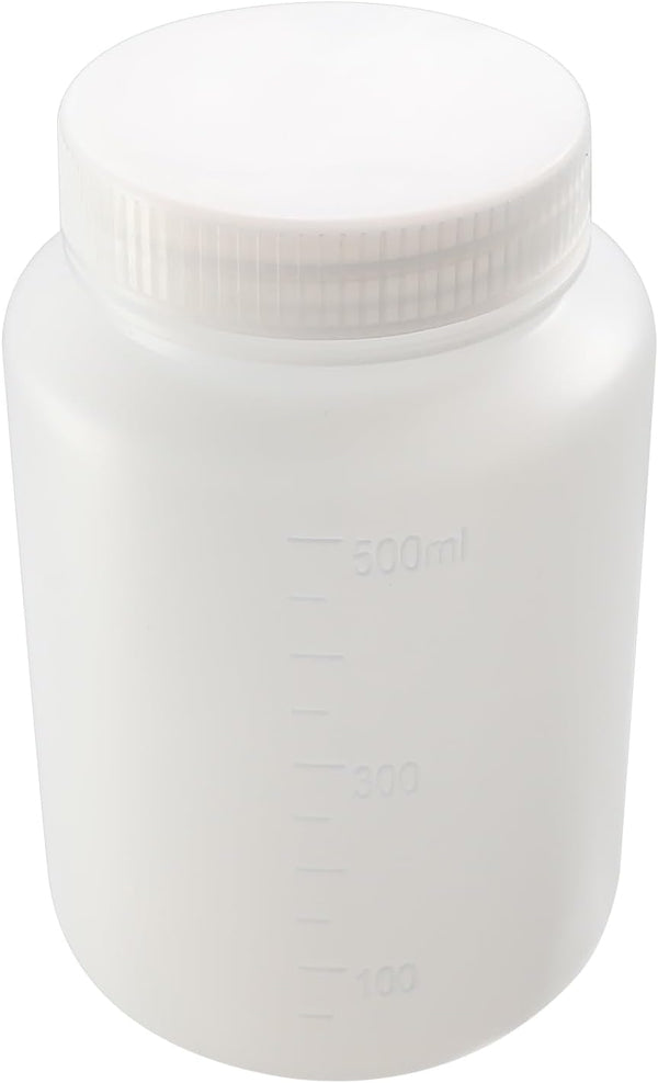 Bettomshin 1Pcs 500ml PE Plastic Bottles, Food Grade Wide Mouth Lab Reagent Storage Container