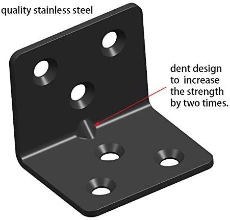 Aufuga (16, 1.5x1.2x1.2) Black Stainless Steel Shelf Bracket,Joint Right Angle Bracket,L Shape Heavy Duty Metal Corner