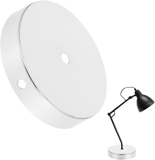 Table Lamp Base Round Metal Stand with Wire Pass-Through Flat Bottom DIY