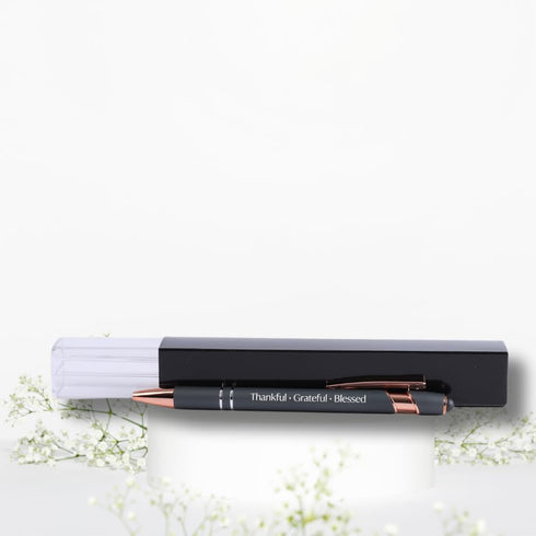 Thankful Ballpoint Pens with Black Ink, Retractable Fine Point, Touch-Screen Stylus Tip, Gifts for Women Men (Dark Grey)