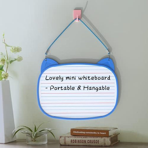 Small Dry Erase White Board, 11.5x8" with 5pcs Dry Erase Markers, Double Sided Lapboard for Kids (Blue)