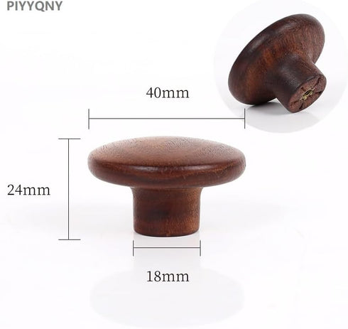 PIYYQNY 4 Pack 40mm 40mm) Drawer Pulls Walnut Cabinet Knobs Mushroom-Shaped Wardrobe Drawer Small Pulls Wooden