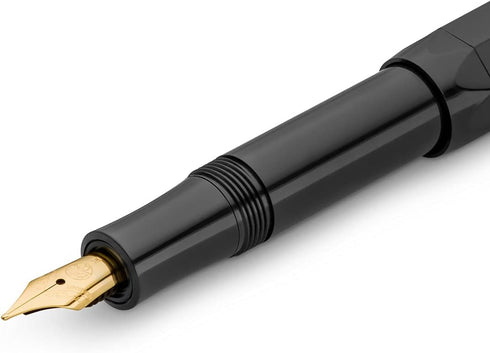 Kaweco CLASSIC SPORT Fountain Pen, Black, 23 Carat Gold-Plated Steel Nib, 13 cm