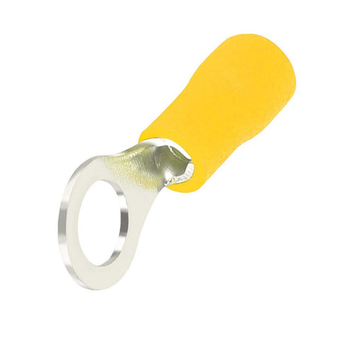 ESUPPORT 100Pcs Yellow Copper Ring Insulated Terminal Connectors, 10-12 Ga Crimp Wire Electrical Cable Kit