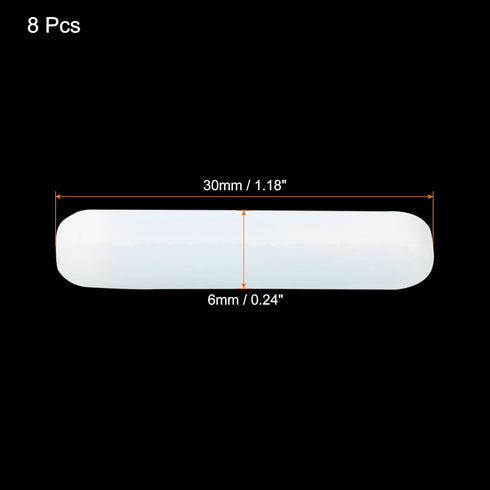 MECCANIXITY Magnetic Stirrer Mixer Stir Bar Rod 30mm/1.18" Cylinder Shape PTFE Coating Magnet White for Laboratory 8Pcs