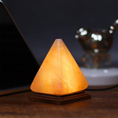 Generic Himalayan Salt Lamp with USB Power, Natural Shape, Color-Changing LED and Warm White Light, Wooden Base Night