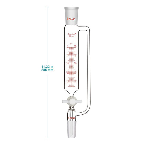 stonylab Pressure Equalizing Graduated Addition Funnel, Borosilicate Glass Dropping Funnel 50 ml with PTFE Stopcock