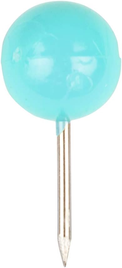 JAM PAPER 100/Pack Colorful Push Pins - Round Head Map Thumb Tacks - Teal Pushpins
