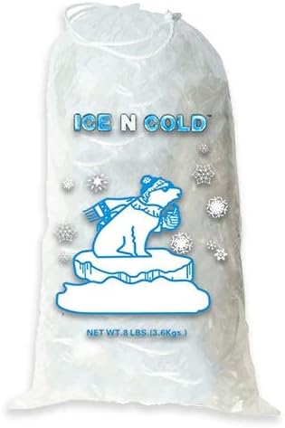 Ice Bags with Drawstring Closure, 8lb, 300ct/cs, 37 Mic Thickness, Portable Storage and Freezer Keeper