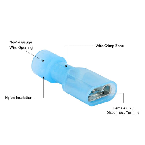 160PCS 16-14 AWG Female Nylon Spade Connector Blue Electrical Quick Disconnect Wire Connectors Kit - Tinned Copper Wire Spade Terminals Automotive