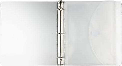 JAM PAPER Plastic 3 Hole Punch Binder Envelopes with Hook & Loop Closure - Clear - 12/Pack, 9 1/2 x 11 1/2