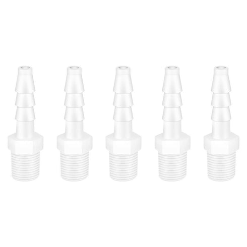 Quickun 1/4" Barb to 1/8" Male Thread White Adapter Union Fitting (Pack of 5)
