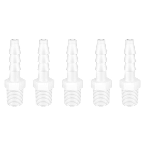 Quickun 1/4" Barb to 1/8" Male Thread White Adapter Union Fitting (Pack of 5)