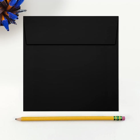 LUXPaper Square Invitation Envelopes, Peel & Press, 6" x 6", Black Linen, 50 Qty
