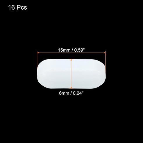 MECCANIXITY Magnetic Stirrer Mixer Stir Bar Rod 15mm/0.59" Cylinder Shape PTFE Coating Magnet White for Laboratory 16Pcs