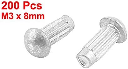 uxcell a15091700ux0635 Fastener, 200 Pcs 1/8" x 5/16" Aluminium Round Head Solid Rivets
