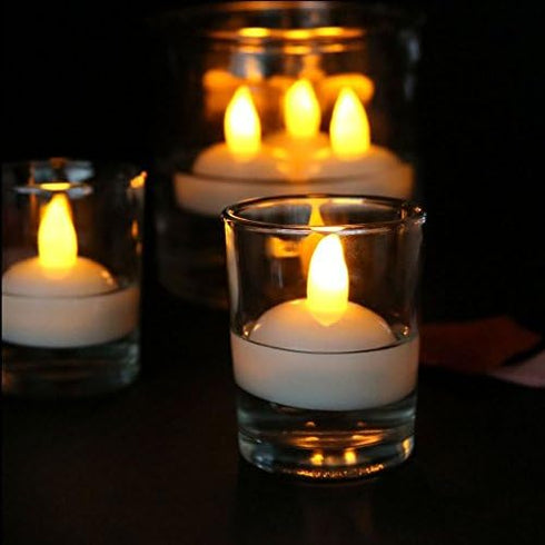 12 Pack IMAGE Floating Candles, Flameless Floating LED Tea Lights Waterproof Tealight Candles for Wedding Party Spa