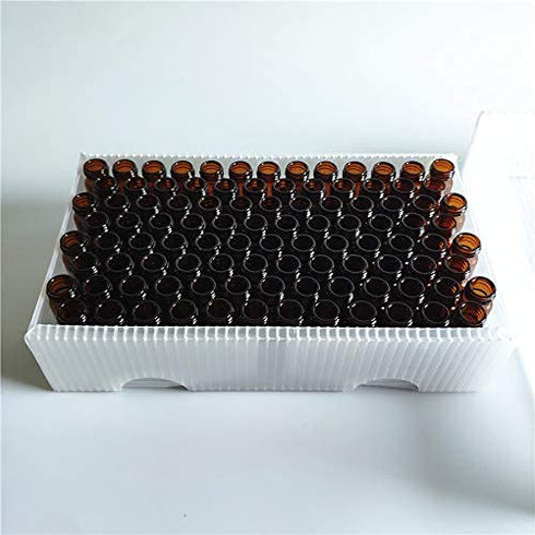 Pack of 100 Glass Vials with Black Phenolic Screw Caps (4ml, Brown Color)