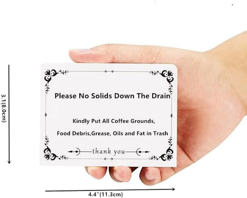 Please No Solids Down Drain Sign for Rental Homes, Kitchen Sink Notes for Airbnb Guests