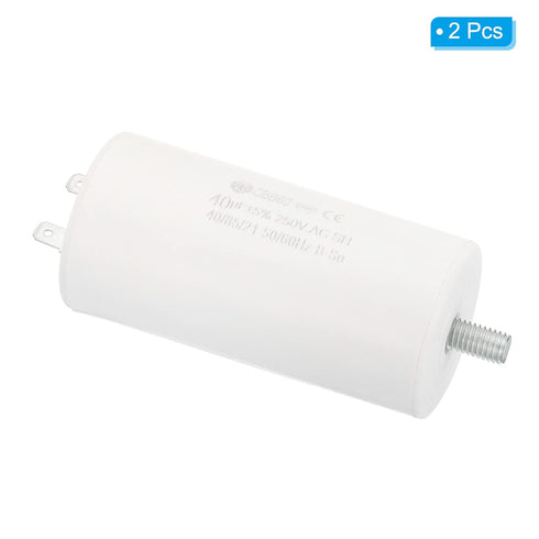 PATIKIL CBB60 40uF Running Capacitor, 2 Pcs AC 250V 2 Pins for Water Pumps, Washing Machines Motor Start
