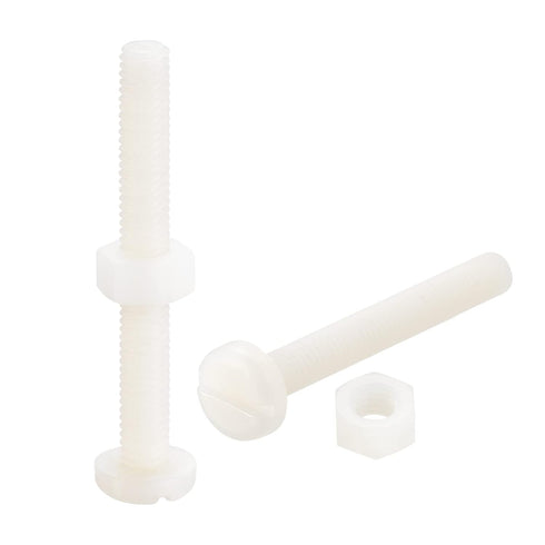 uxcell 20 Pairs Nylon Screw Nut Assortment, M6x50mm Slotted Pan Head Screws & M6 Hex Nuts for Electronics