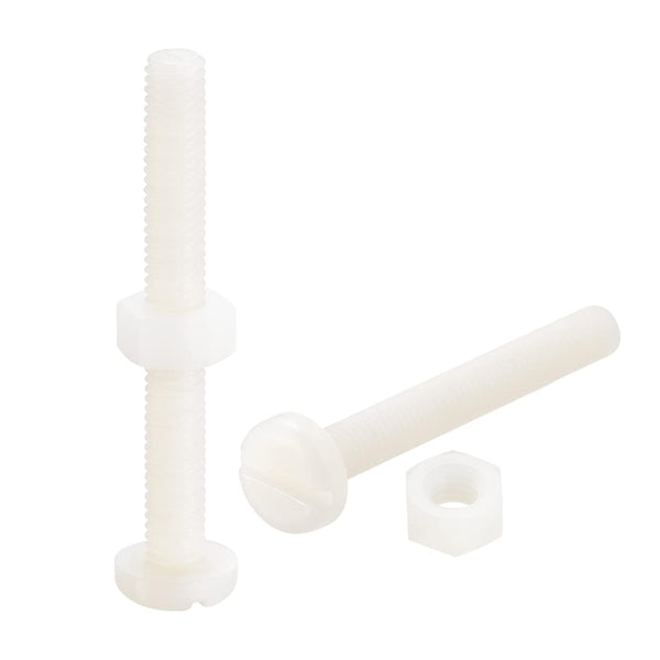 uxcell 20 Pairs Nylon Screw Nut Assortment, M6x50mm Slotted Pan Head Screws & M6 Hex Nuts for Electronics