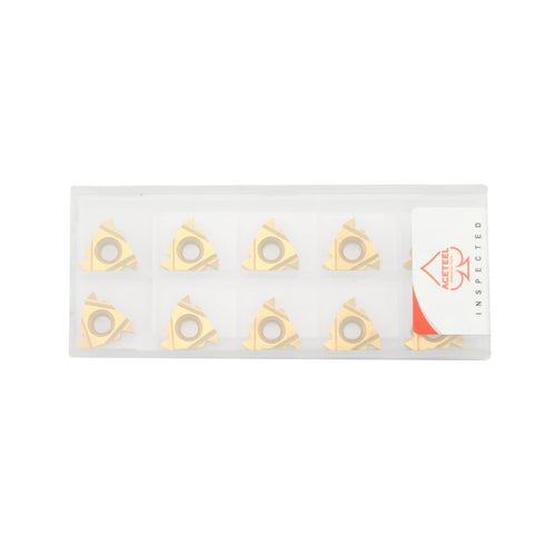10 Pcs 16ER AG60 Indexable Threading Carbide Insert, Tin Coated CNC Lathe Tools