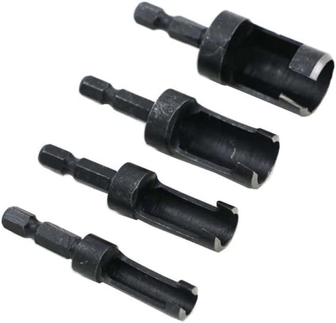 4pcs Wood Plug Hole Titanium Coated Cutter Drill Bits Set, 6mm/10mm/13mm/16mm for Woodworking Cork Hole