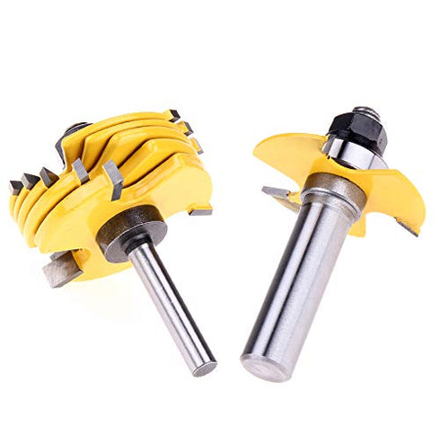 Yakamoz 1/2 Inch Shank Adjustable 3 Wing Slot Cutter Router Bit Set with 6 Pieces Slotting Cutters, 1/2 Inch Cutting