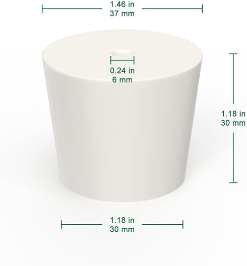 Solid Rubber Stoppers with Single Hole, Size 7#, Set of 5, Precision Tapered Lab Seal Rubber Stoppers for Air-Tight Control