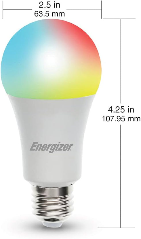 A19 Bulbs 2 Pack XTREME Energizer Connect Smart LED White & Multi-Color RGB Light with Voice Control and Remote Access